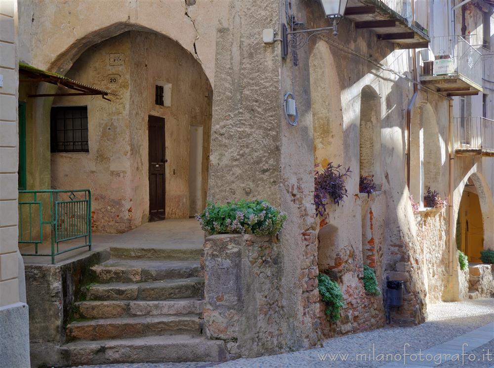 Masserano (Biella, Italy) - Raised portico decorated with flowers in Borgo Inferiore street